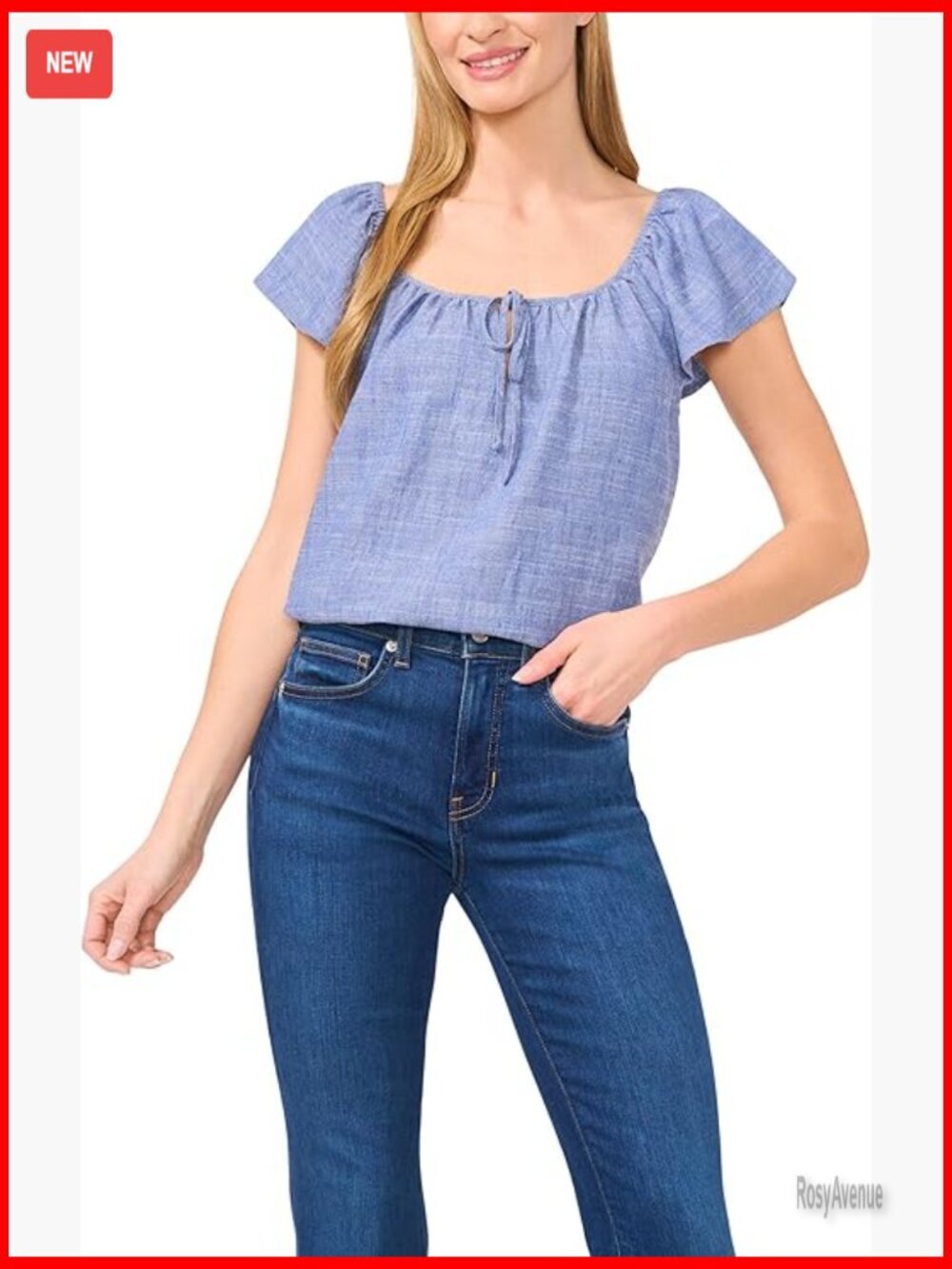 Flutter Sleeve Tie Front Top - Soft Slub Linen Blend